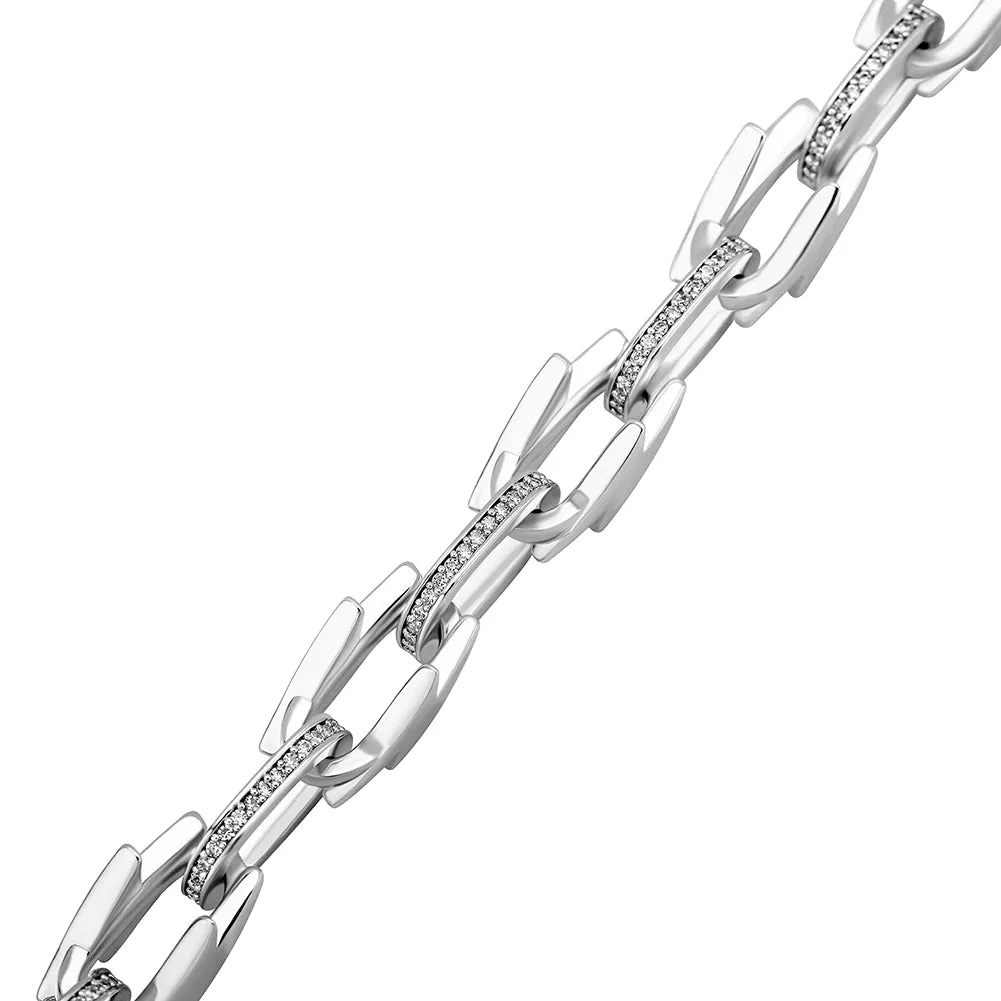 12mm Lightning Cuban Link Spring Clasp Cubic Zirconia Necklace for Men