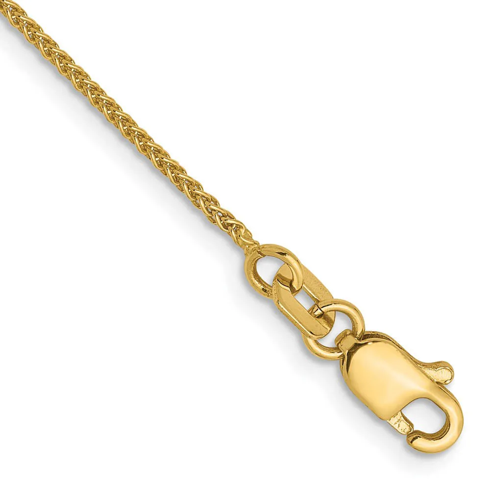 1mm 14K Yellow or White Gold Solid Spiga Chain Anklet, 9 Inch
