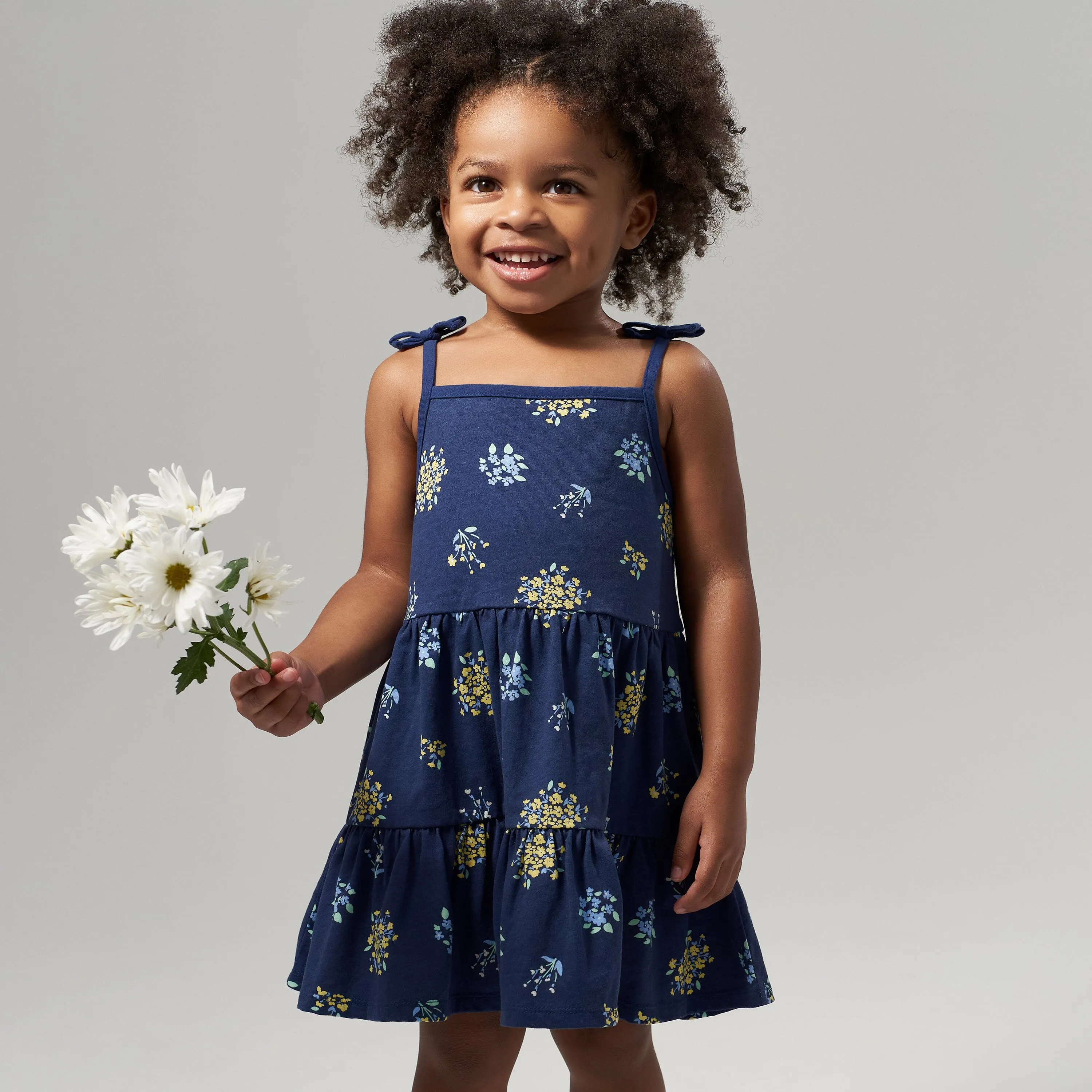 2-Pack Infant & Toddler Girls Blue Floral Knit Dresses