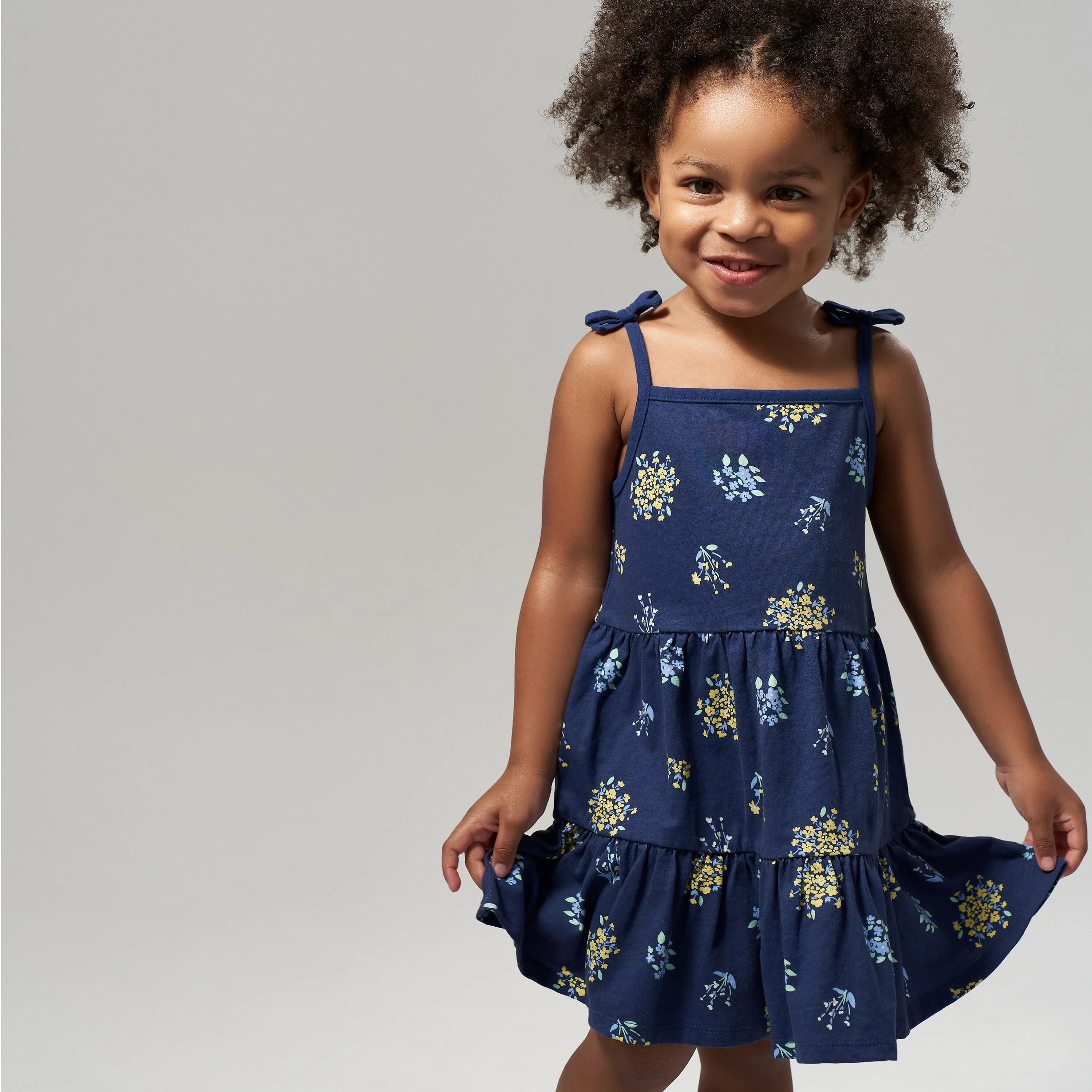 2-Pack Infant & Toddler Girls Blue Floral Knit Dresses