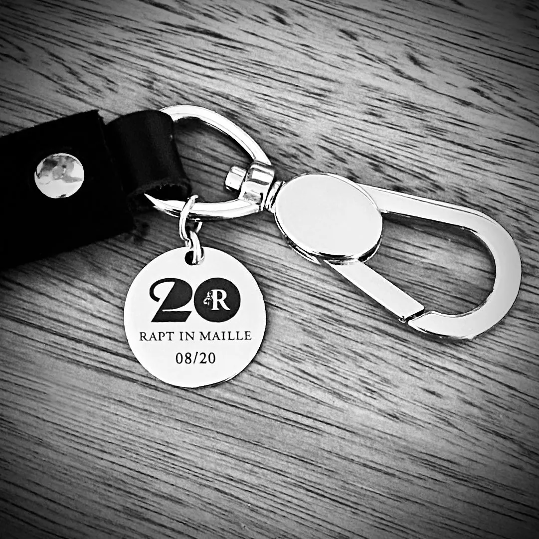 20th Anniversary Black Suede Tassel Keychain