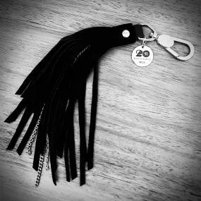 20th Anniversary Black Suede Tassel Keychain