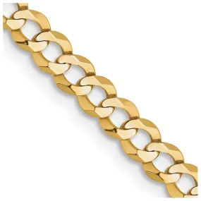 3.75mm 14K Yellow Gold Solid Lightweight Flat Curb Chain Bracelet