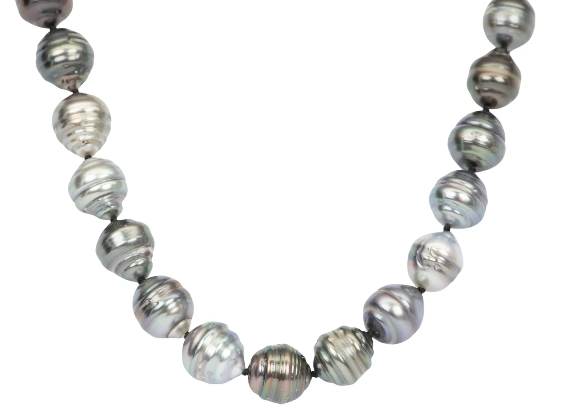 8-11mm Tahitian Pearl Necklace with 14K Gold Clasp Hand Knotted R4255