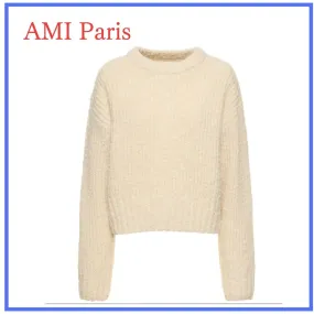 AMI PARIS  |Crew Neck Casual Style Unisex Wool Rib Long Sleeves Plain