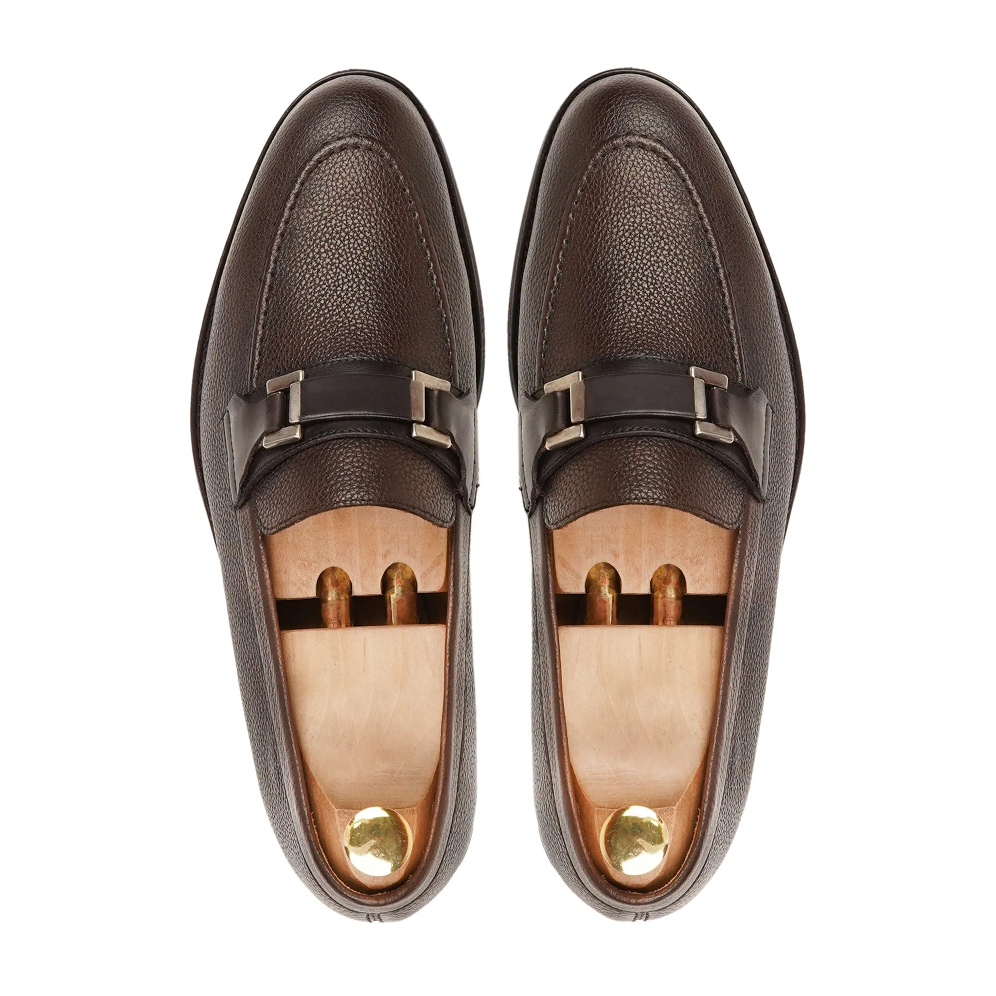 ATHENA - DARK BROWN PEBBLE GRAIN LOAFER