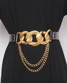 Black Bulky Gold Chain Belt