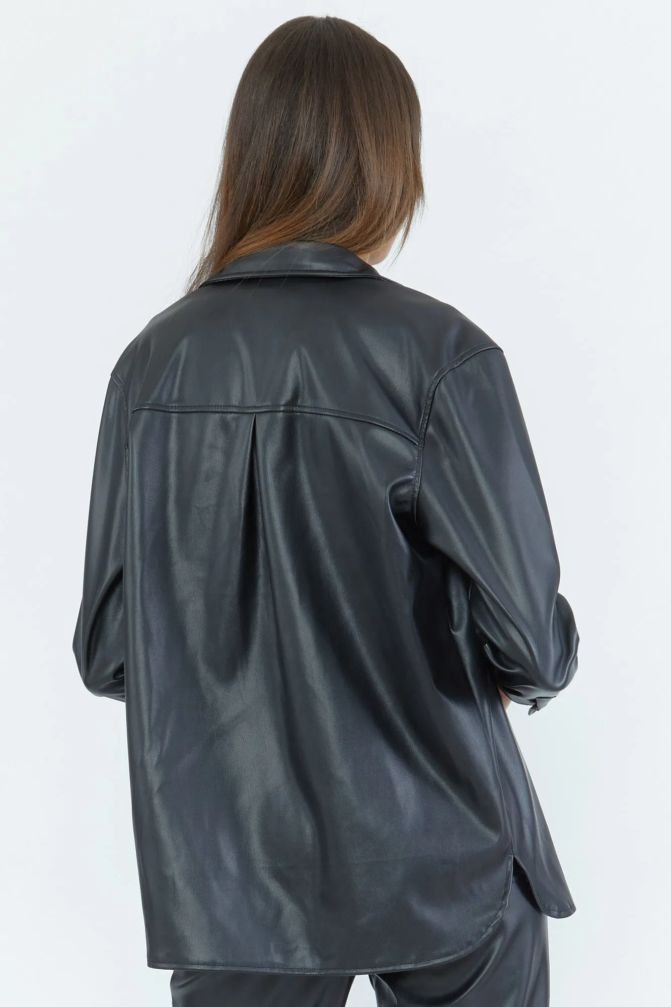 Blouson-chemisier en similicuir