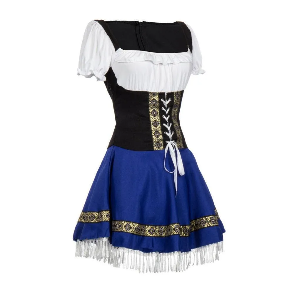 Blue Sexy Oktoberfest Bavarian Serving Maid Costume Dress