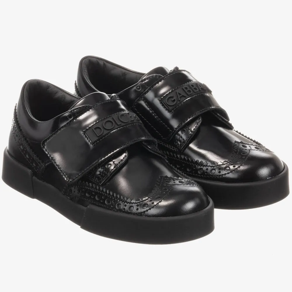 Boys Black Leather Brogues