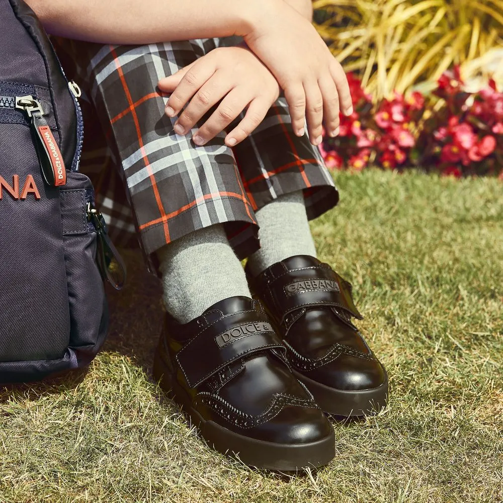 Boys Black Leather Brogues