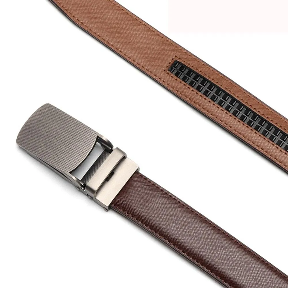 Casual Style Ratchet Design Men's Genuine Leather Automatic Buckle Belt