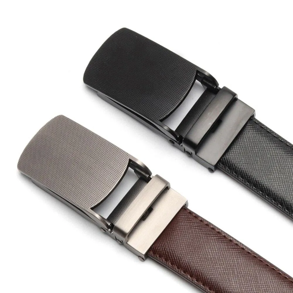 Casual Style Ratchet Design Men's Genuine Leather Automatic Buckle Belt