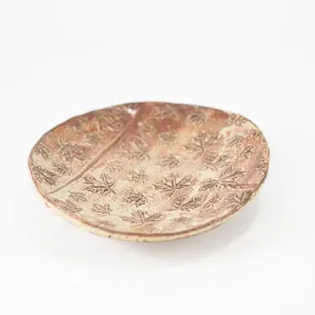 Circular Dish With Feet in Brown Leaf Glaze