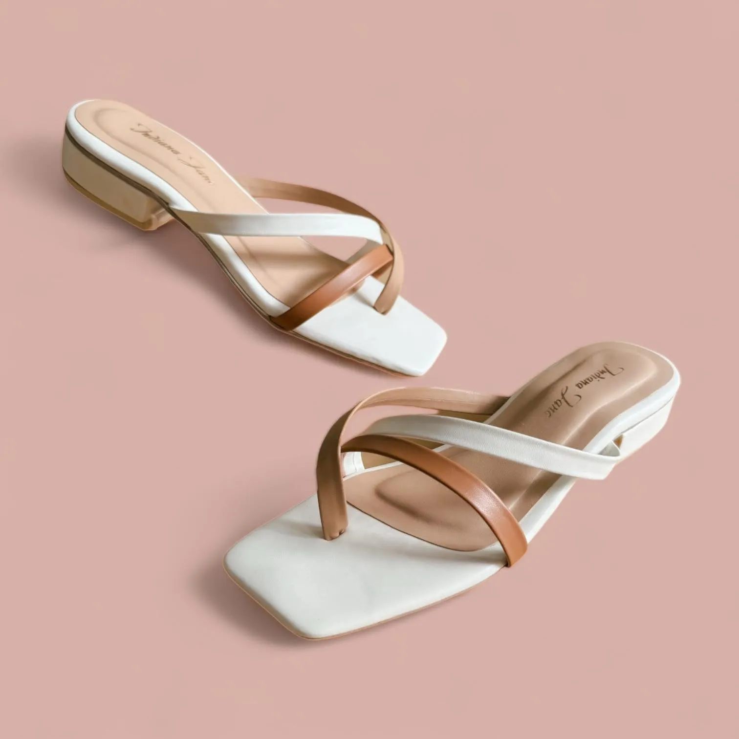 CLOVER Tri-tone Strappy Slip On 1 Heels Sandals