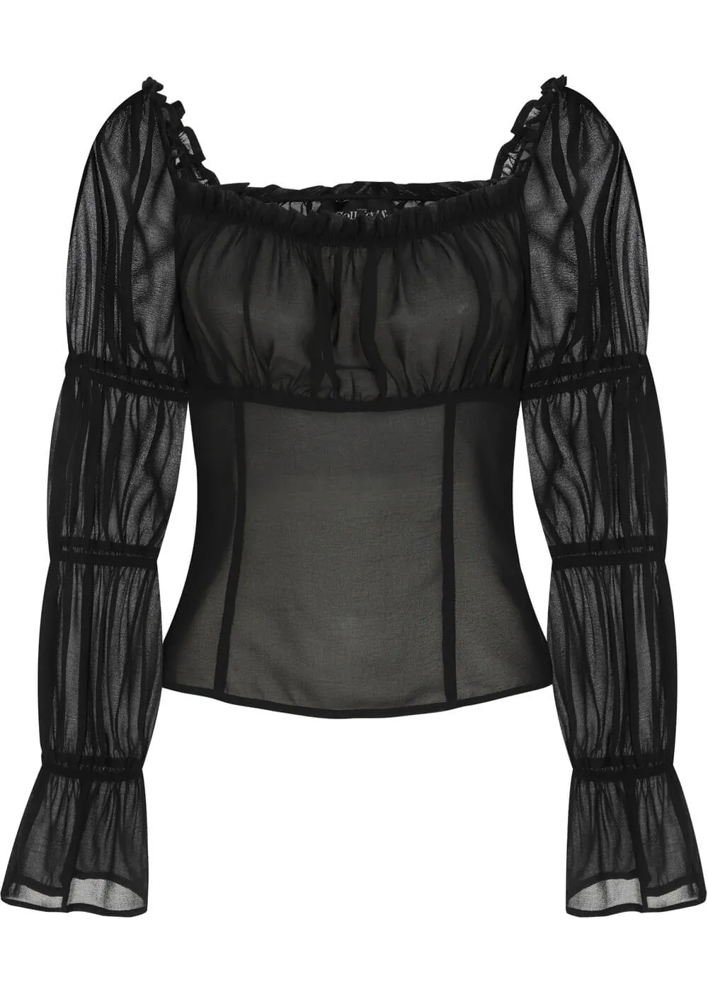 Collectif Agnes Mesh Ruched 60's Top Black