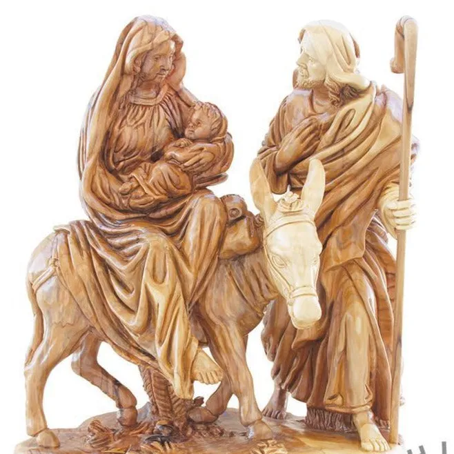 Flight into Egypt, Hand Carved Statue 12 Tall