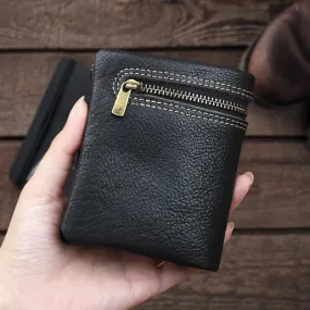 Genuine Leather Casual Card Holder Bifold Small Wallet for Men and Women