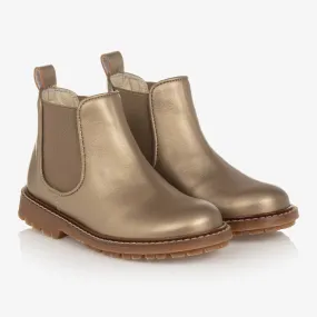 Girls Gold Metallic Ankle Boots