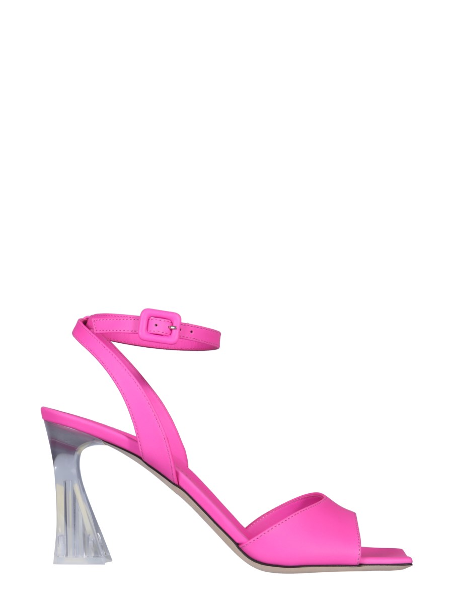 GIUSEPPE ZANOTTI    PLEXI HEELED LEATHER SANDALS