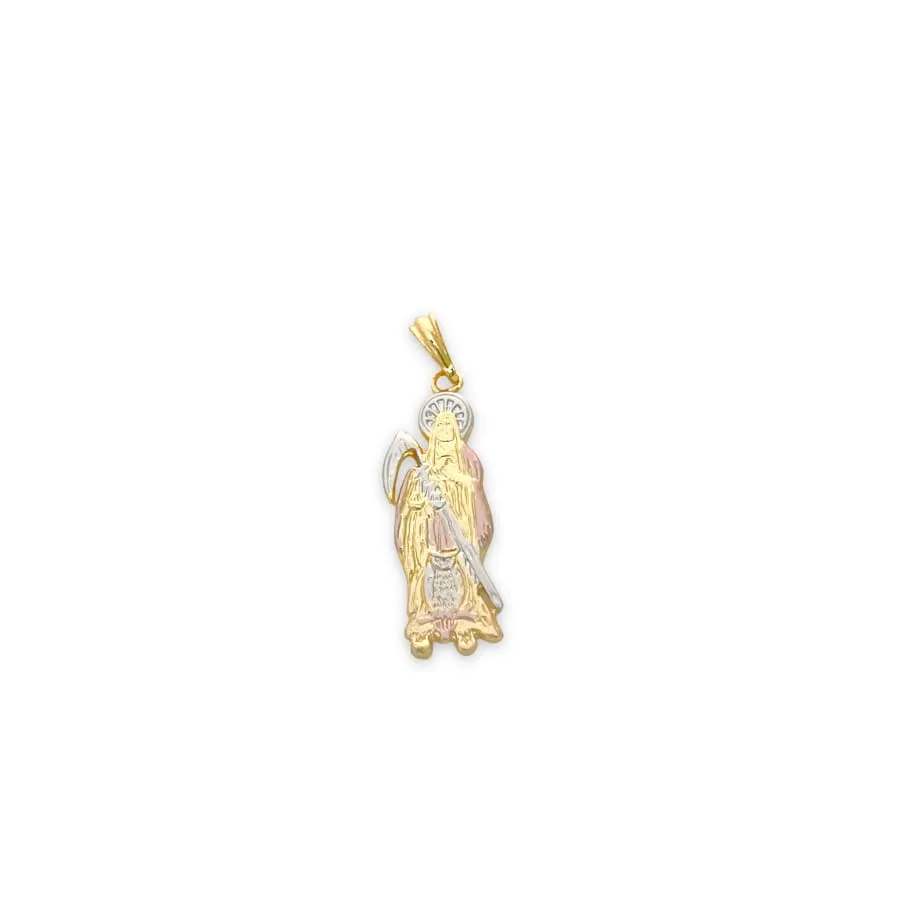 Grim reaper santa muerte bust pendant in 18k of gold layering