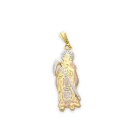 Grim reaper santa muerte bust pendant in 18k of gold layering