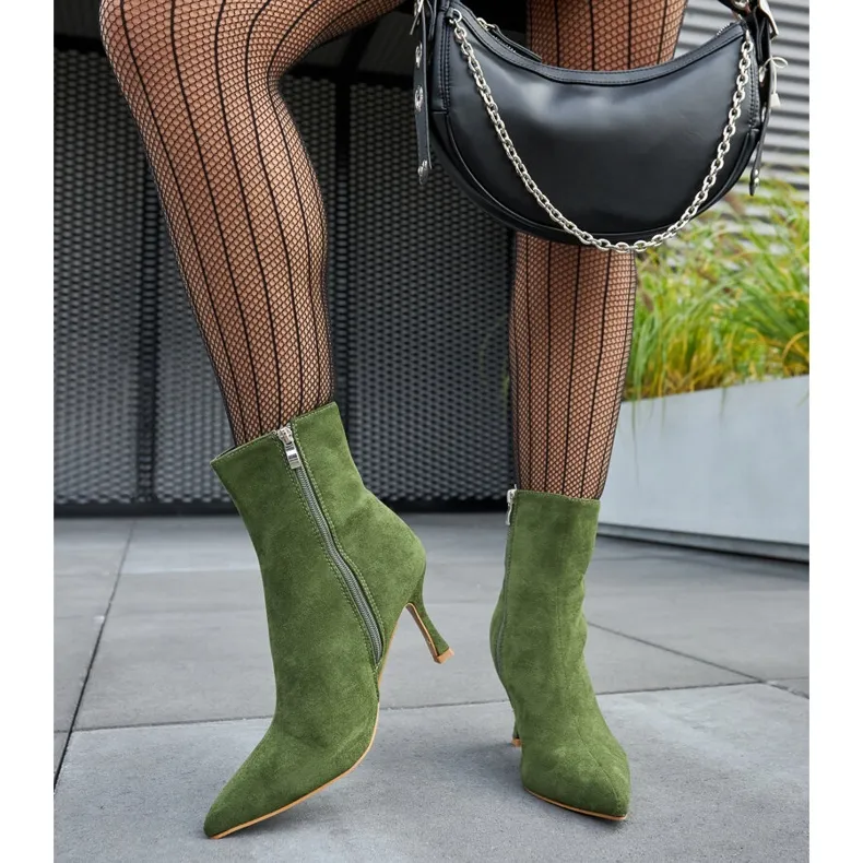 Guimond green low-heeled ankle boots