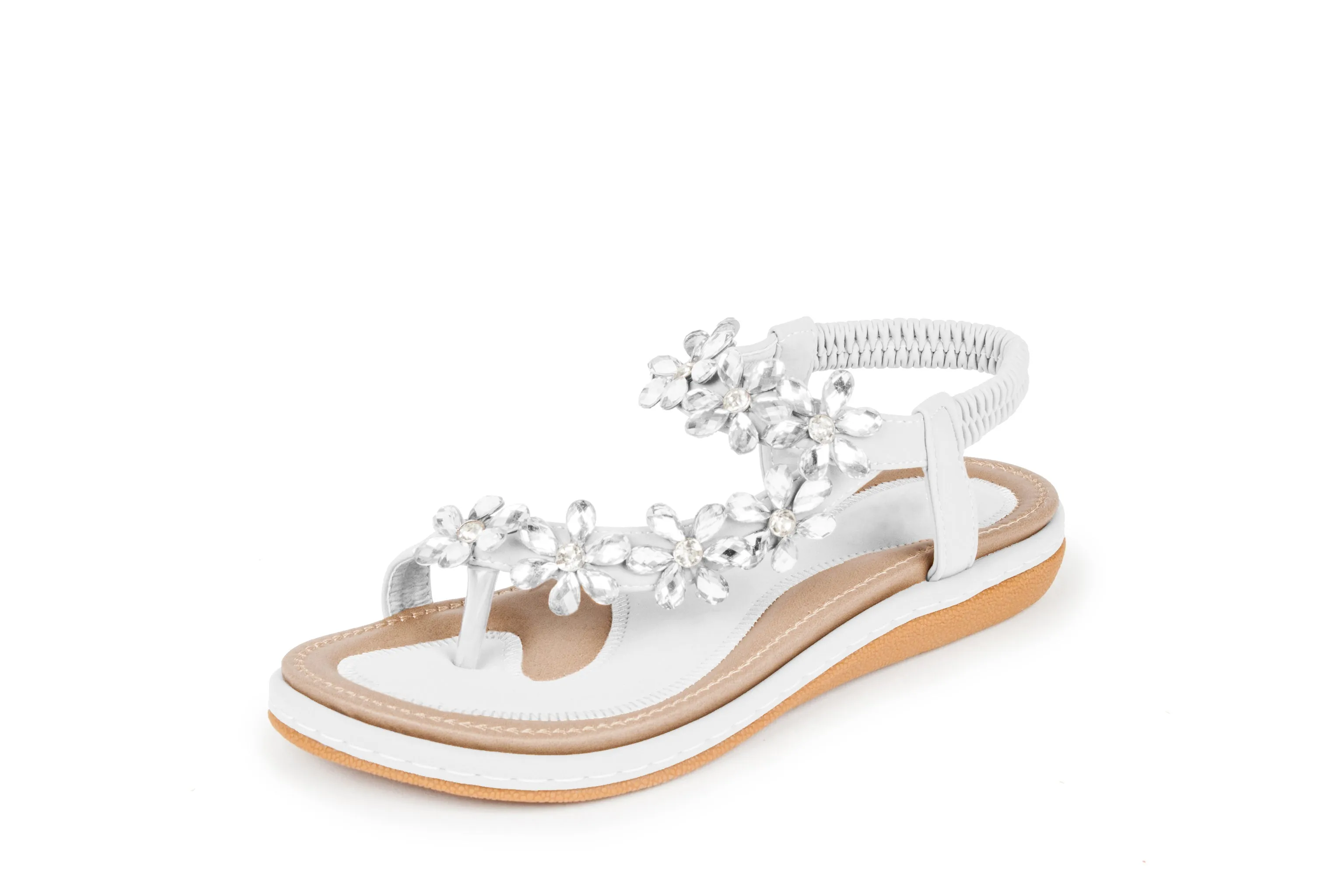 Haute editon Women's Crystal  Bohemian Beaded Comfort Sandals