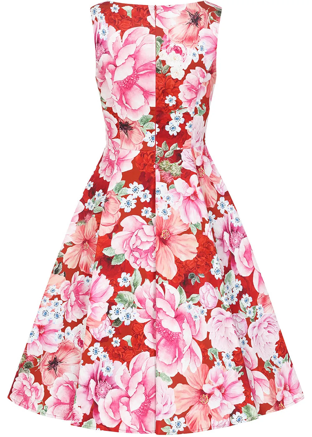 Hearts & Roses Charlie Floral 50's Swing Dress Red