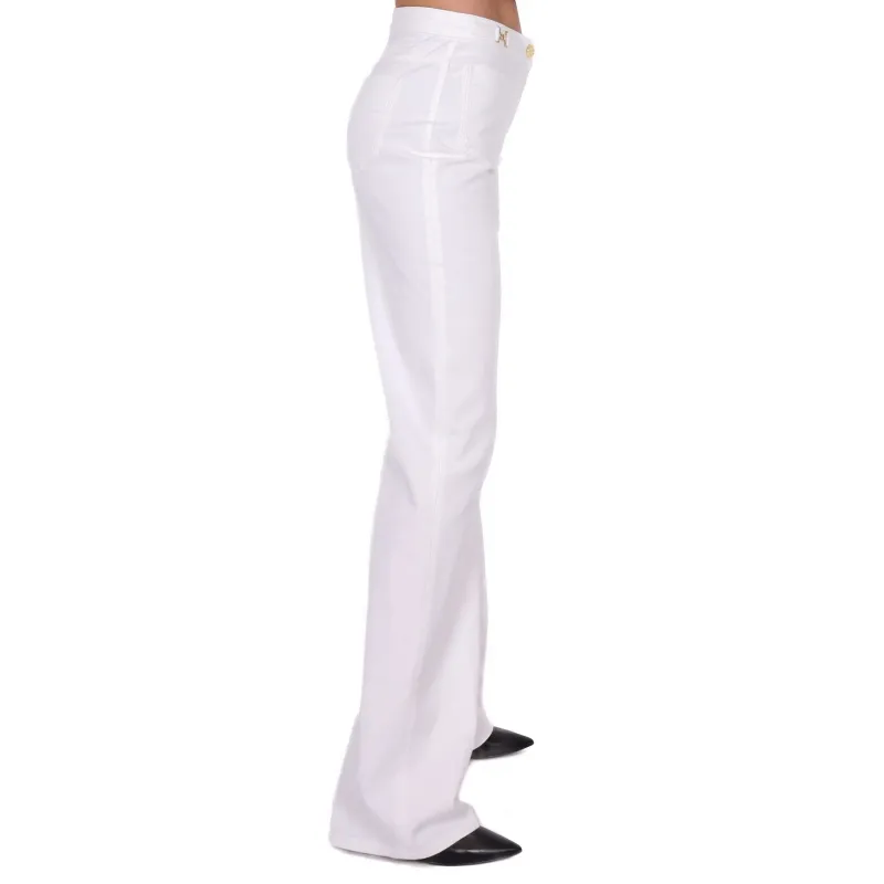 JEANS A PALAZZO IN DENIM STRETCH, BIANCO