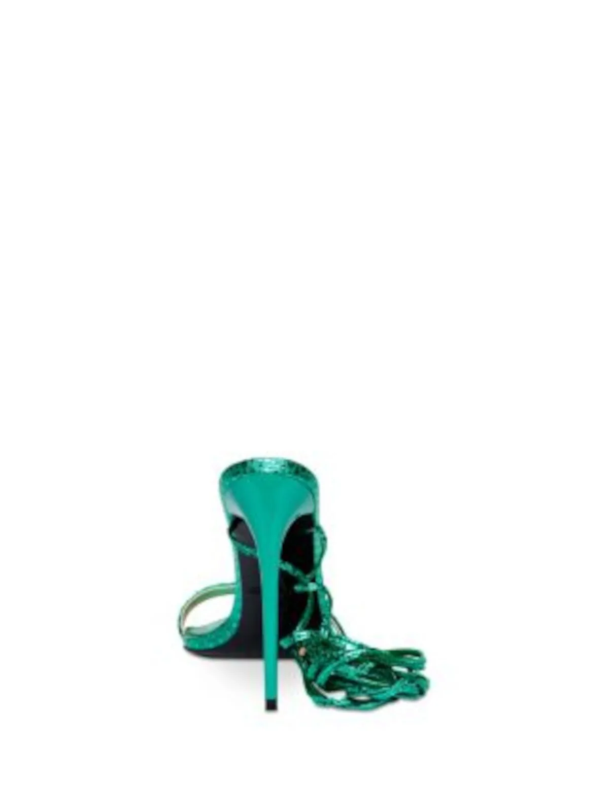 JESSICA RICH Womens Green Croc Ankle Tie Wrap Padded Rich Pointed Toe Stiletto Lace-Up Heeled