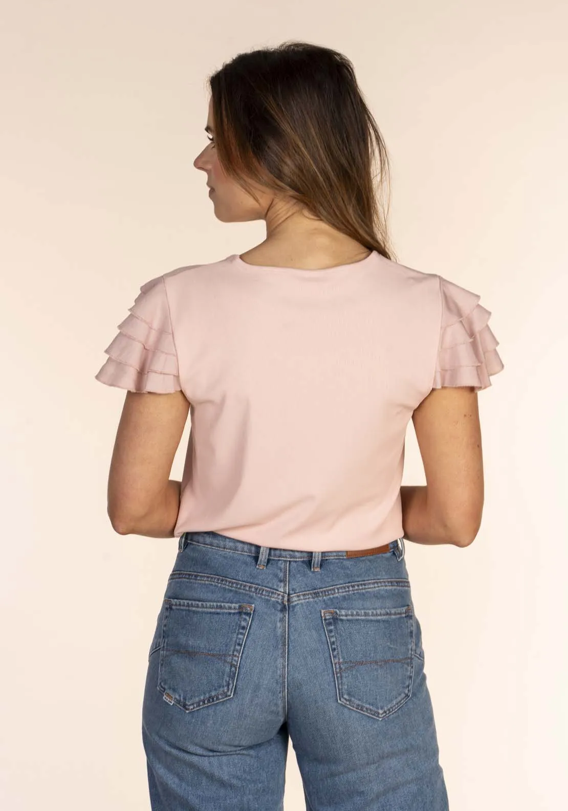 Linen Cuff Tee - Pink