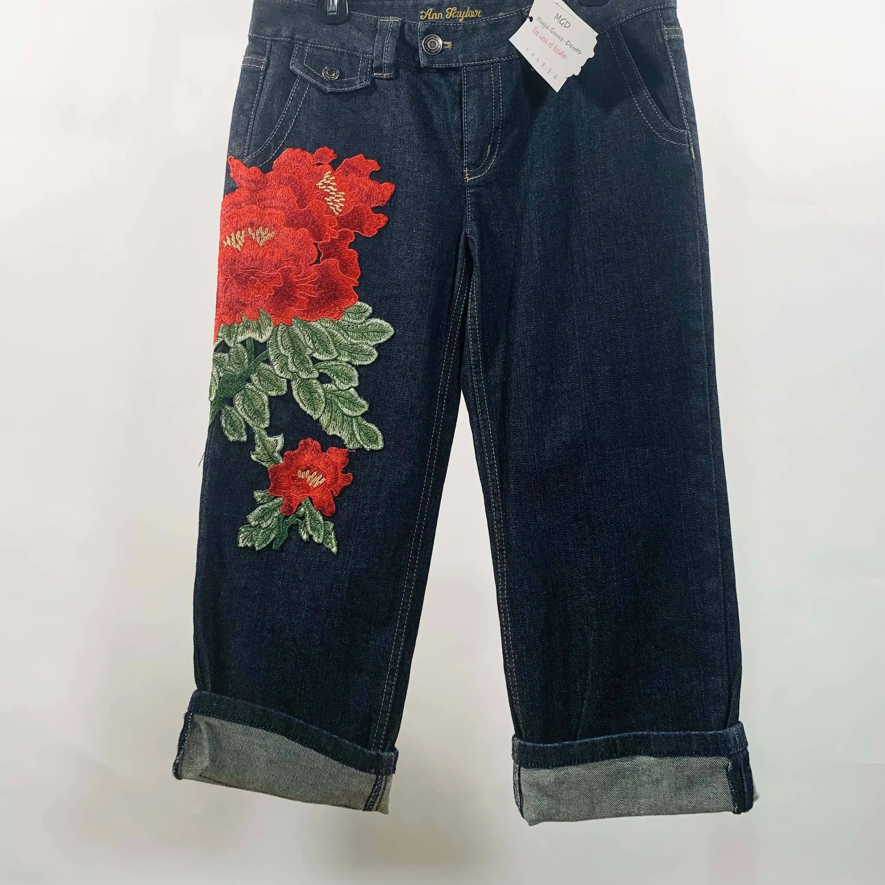 Maggie Devos-AT blue/black denim jeans w/embellishments