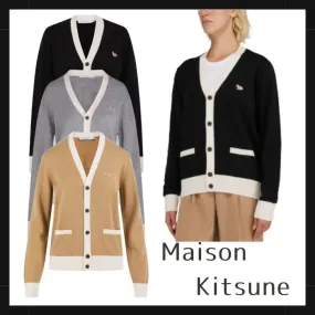 MAISON KITSUNE  |Casual Style Unisex Wool Rib Street Style Bi-color