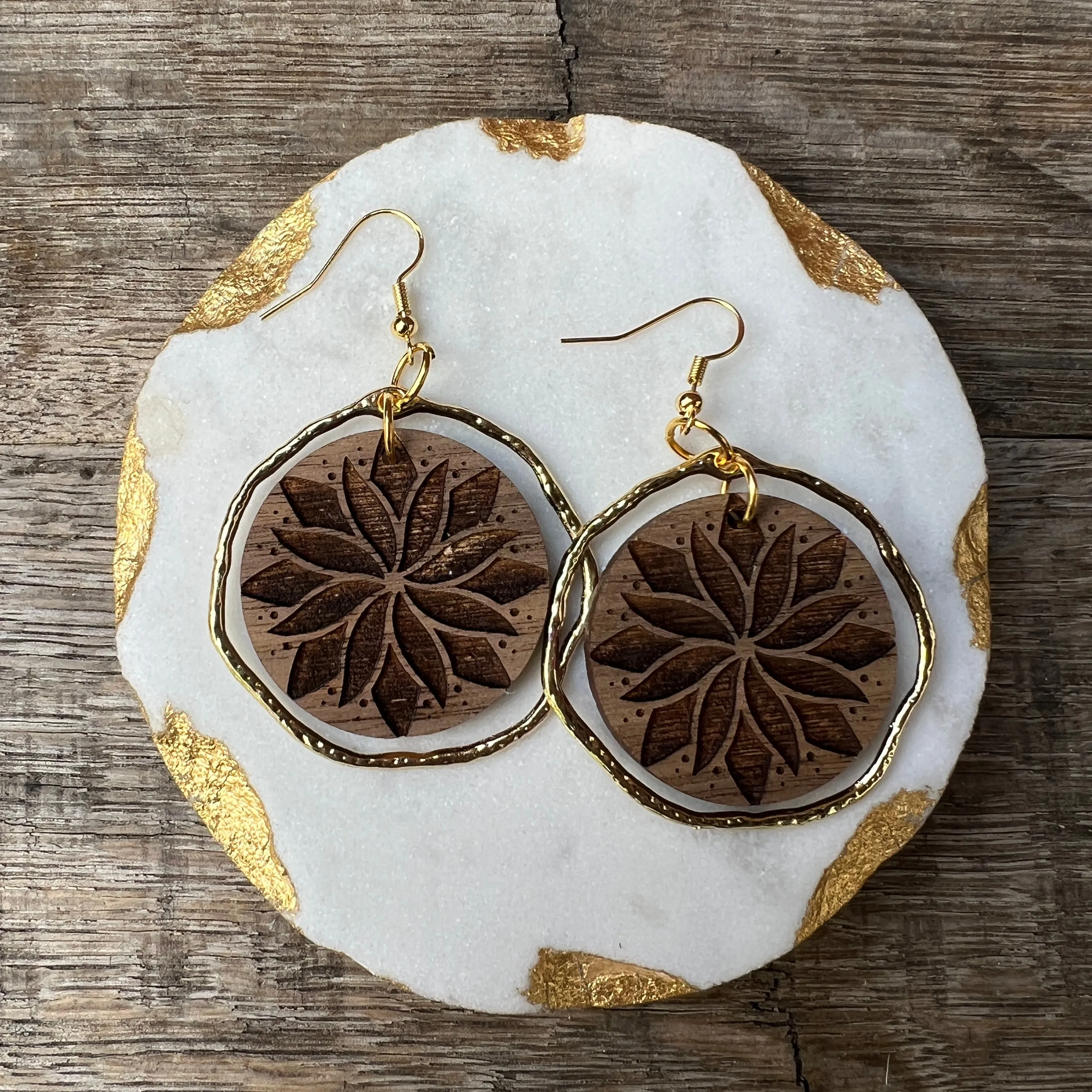 Mandala Wooden Earrings