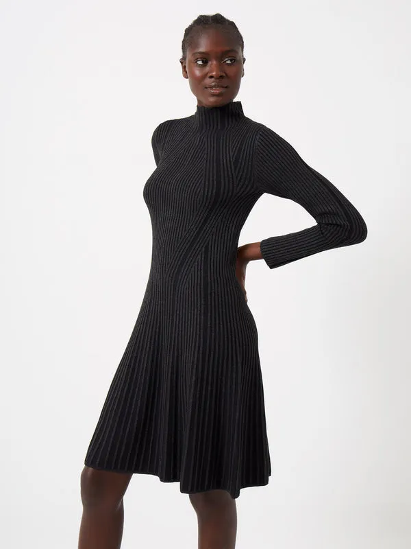 Mari Rib Above The Knee Dress in Gray