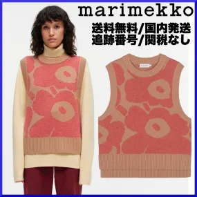 marimekko  |Crew Neck Flower Patterns Casual Style Wool Rib Sleeveless