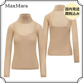 MaxMara  |Casual Style Wool Long Sleeves Plain Party Style High-Neck