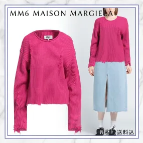 MM6 Maison Margiela  |Crew Neck Wool Long Sleeves Plain Cotton Party Style