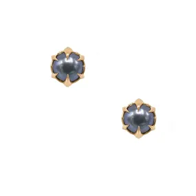 MYSTICAL CROWN STUDS, 6MM GREY PEARL