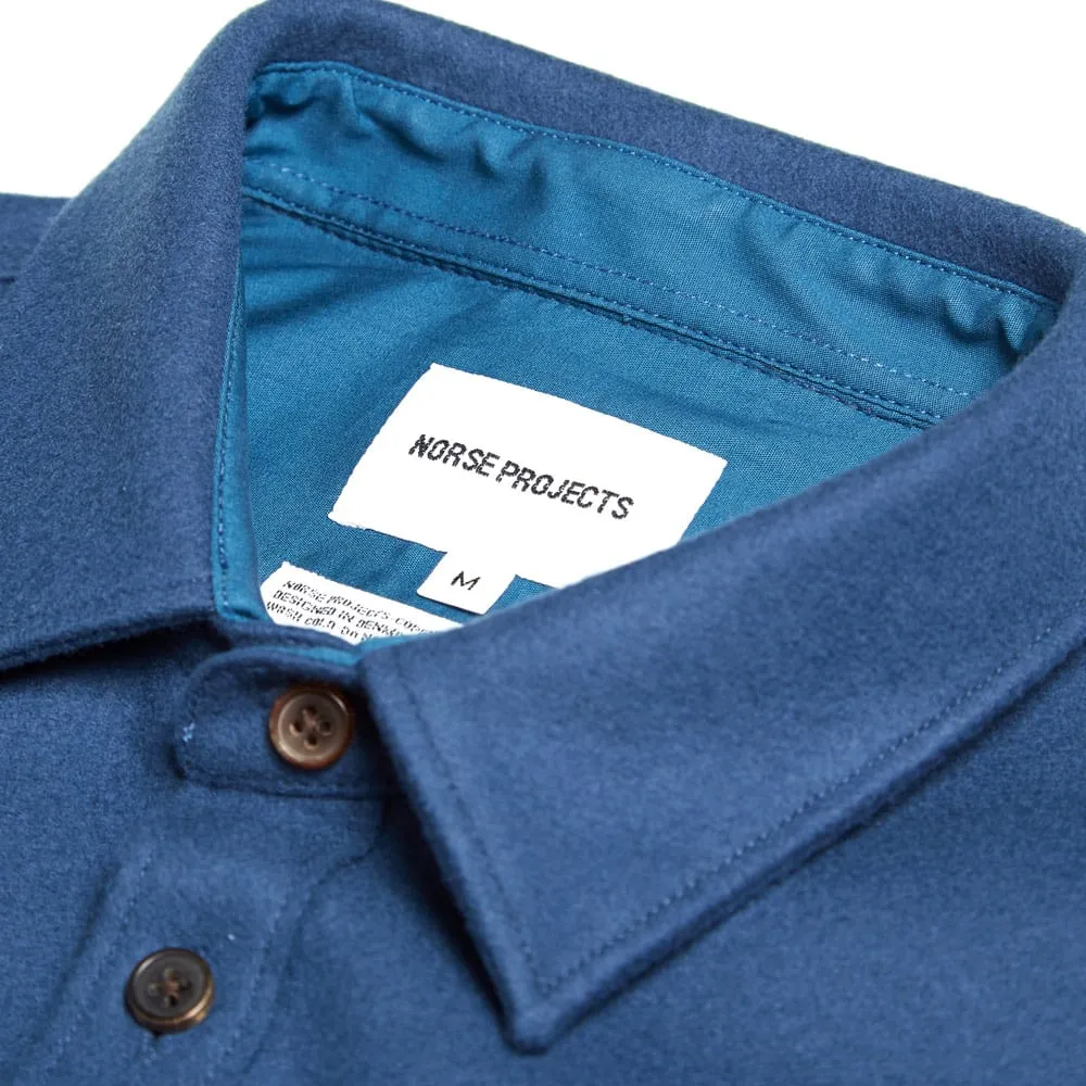 Norse Projects Jens Melton Wool ShirtLake Blue