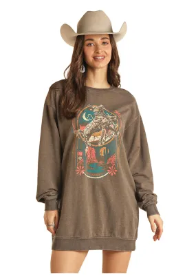 Panhandle Slim Womens Graphic Desert Mini Sweatshirt Dress