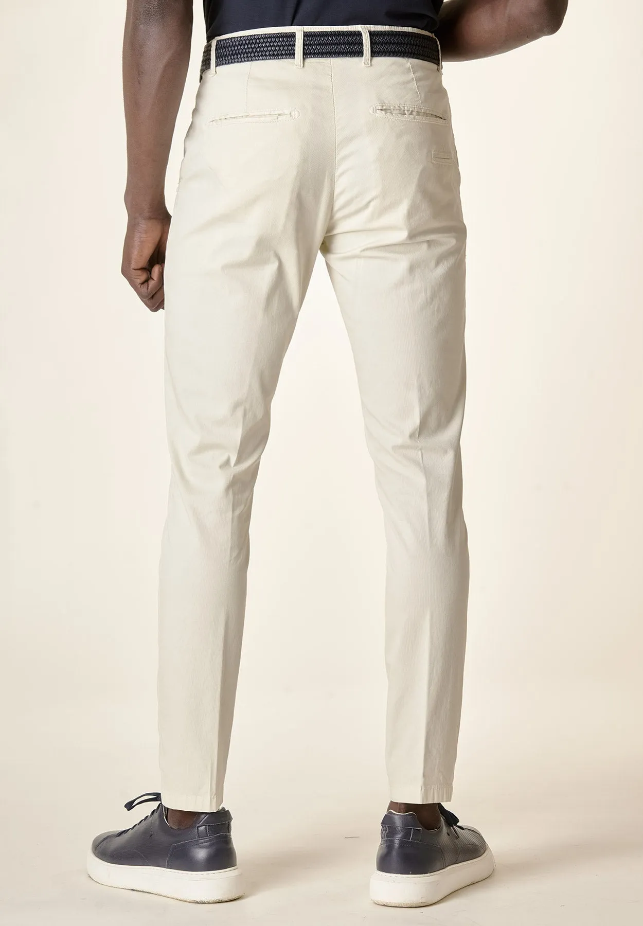 Pantalone panna armatura cotone stretch slim fit