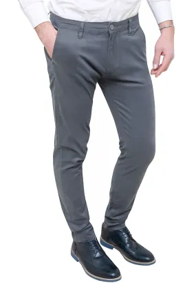 Pantaloni uomo casual estivi Chinos grigio Tasca America slim fit in cotone