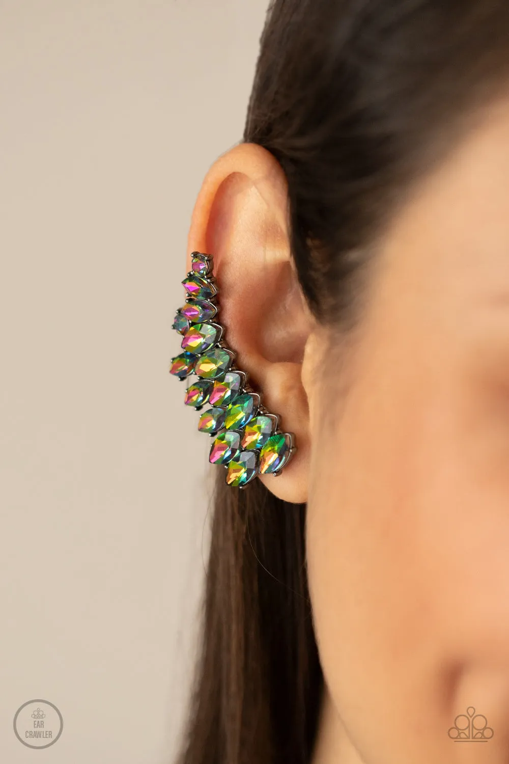 Paparazzi Explosive Elegance - Multi Ear Crawler Oil Spill Earrings