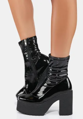 Patent Reflection Ankle Boots-