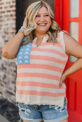 Patriotic Spirit Knit Top- Cream