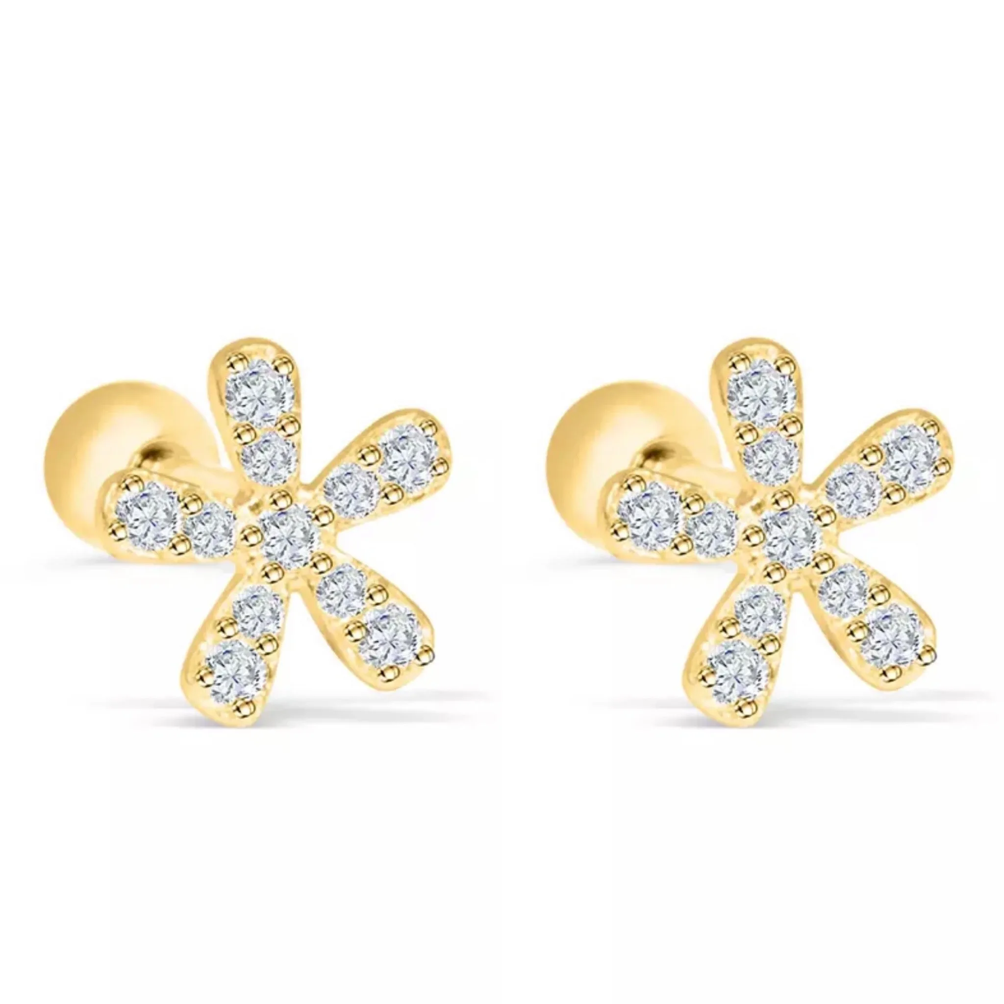 Pave Flower Stud Earrings