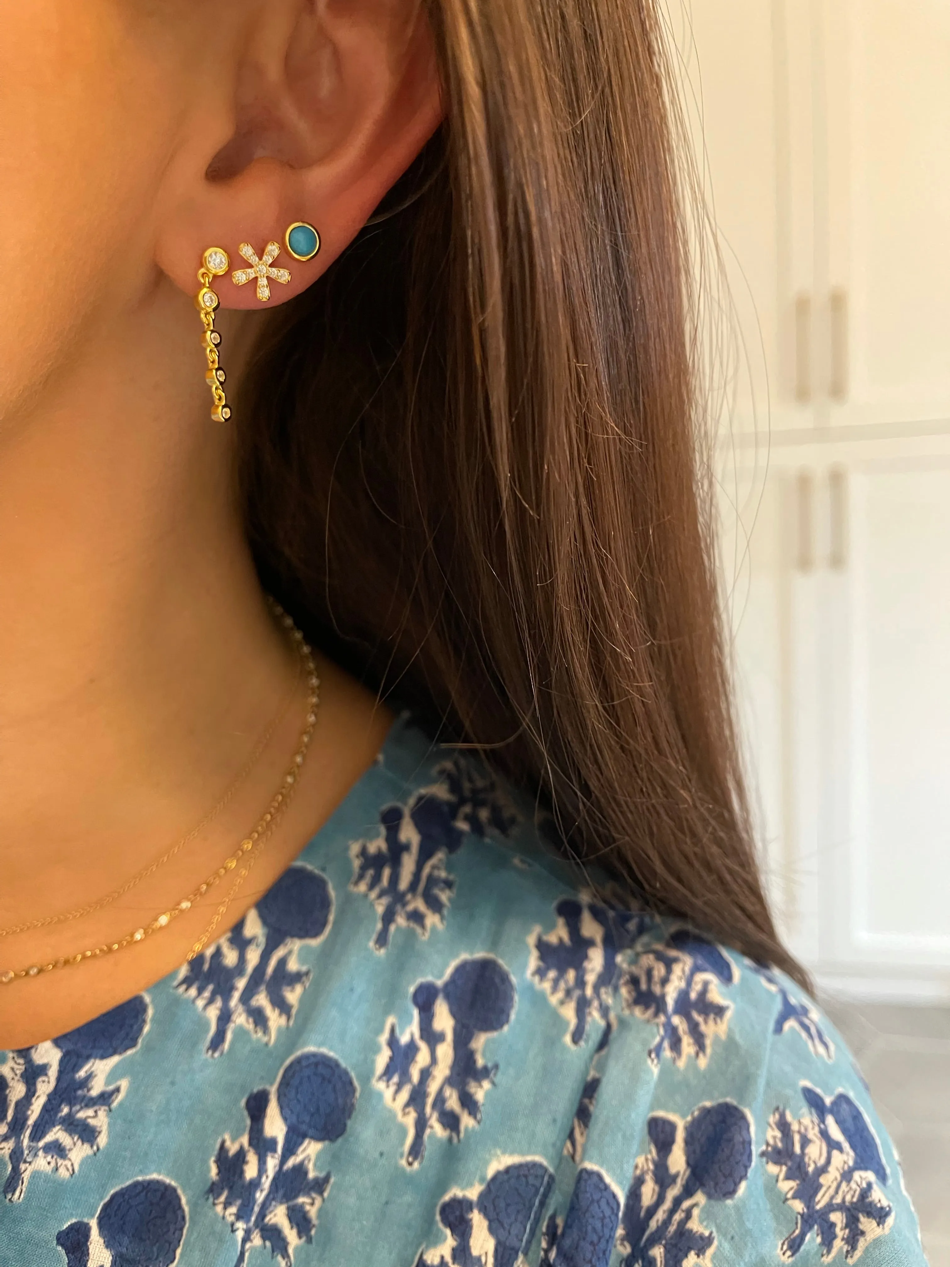 Pave Flower Stud Earrings