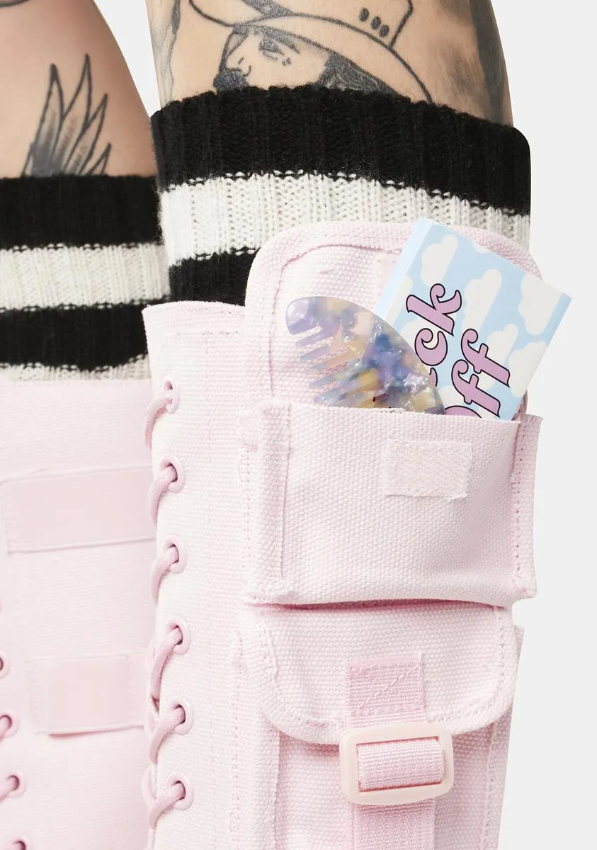 Pink Canvas Dune Desert Boots-